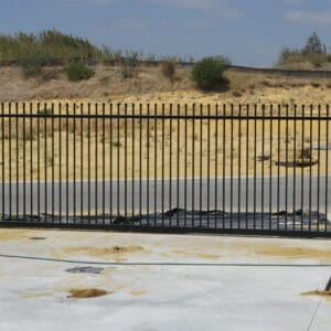 Sliding Black Garrison Gate Includes posts, brackets, rollers, stop post & track