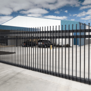 Sliding Black Garrison Gate Includes posts, brackets, rollers, stop post & track